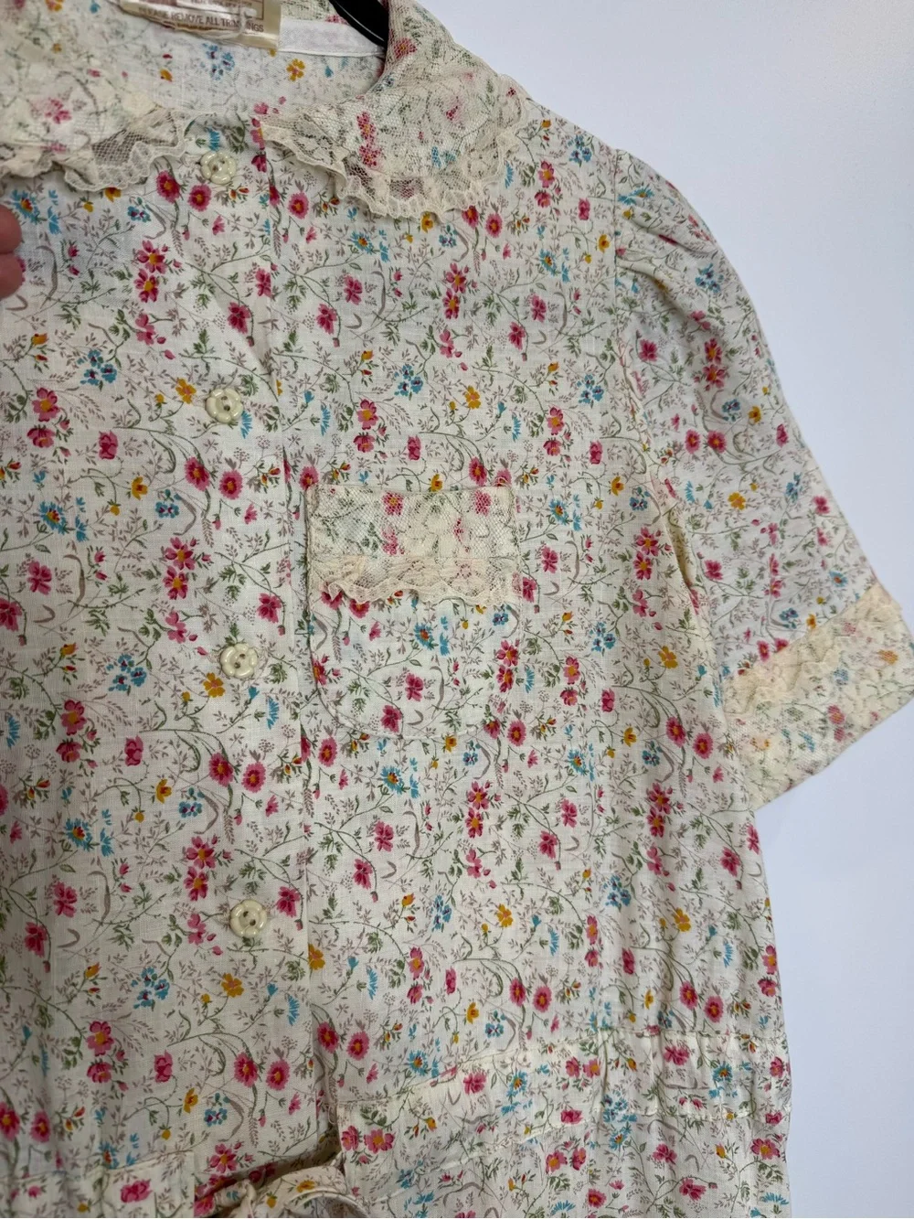 Vintage Cottagecore Floral Dress Lace Collar Prairie Midi Romantic Feminine - Picture 4 of 11